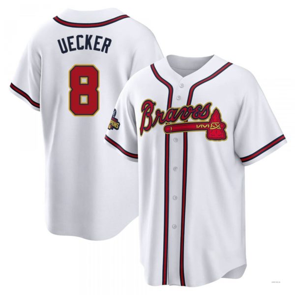 Atlanta Braves #8 Bob Uecker Gold White 2022 Program Jersey Stitches Baseball Jerseys - Main View