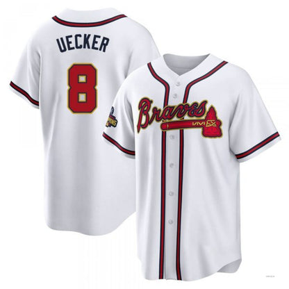 Atlanta Braves #8 Bob Uecker Gold White 2022 Program Jersey Stitches Baseball Jerseys - Main View