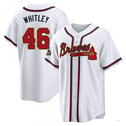 Atlanta Braves #46 Chase Whitley Gold White 2022 Program Jersey Stitches Baseball Jerseys - Main View