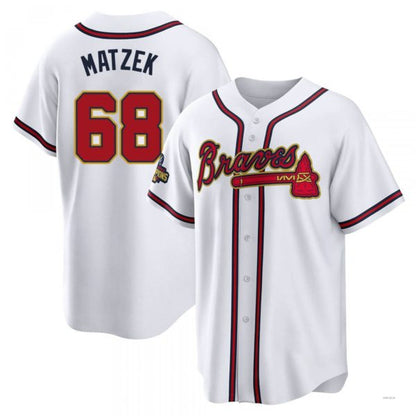 Atlanta Braves #68 Tyler Matzek Gold White 2022 Program Jersey Stitches Baseball Jerseys - Main View