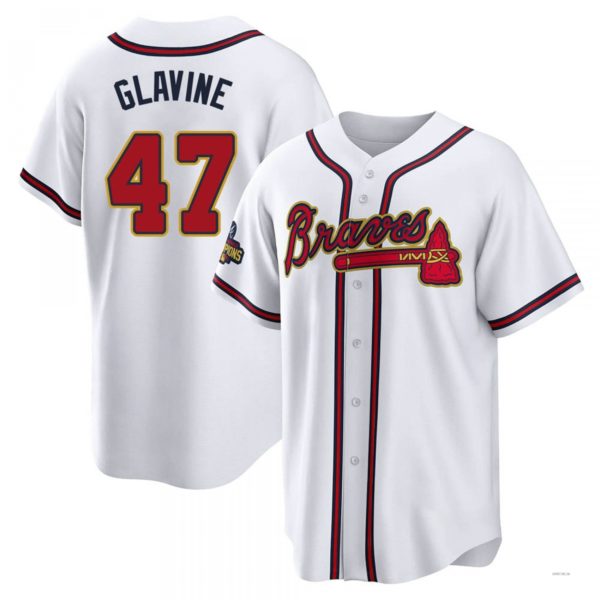 Atlanta Braves #47 Tom Glavine Gold White 2022 Program Jersey Stitches Baseball Jerseys - Main View