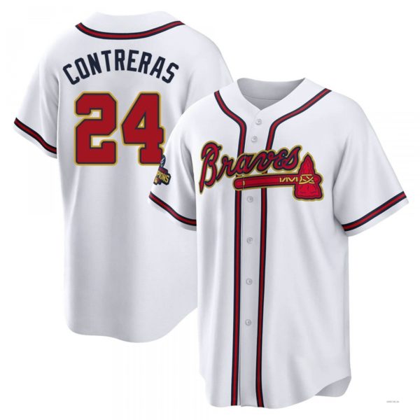 Atlanta Braves #24 William Contreras Gold White 2022 Program Jersey Stitches Baseball Jerseys - Main View