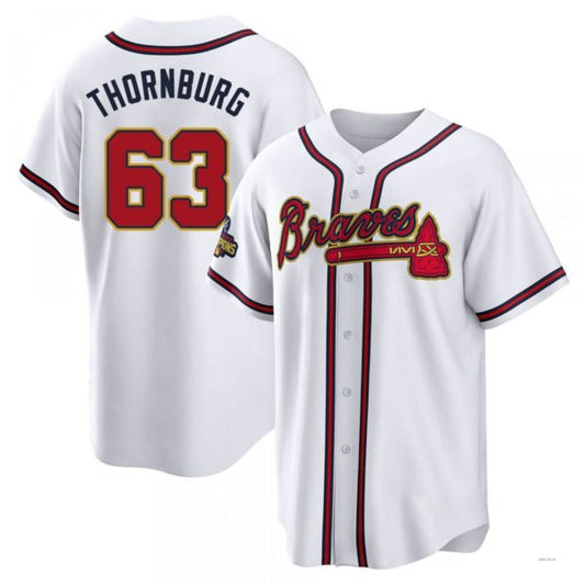Atlanta Braves #63 Tyler Thornburg Gold White 2022 Program Jersey Stitches Baseball Jerseys - Main View
