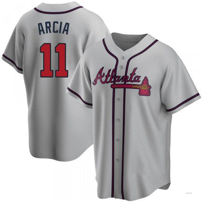Atlanta Braves #11 Orlando Arcia Gray Road Jersey Stitches Baseball Jerseys - Main View