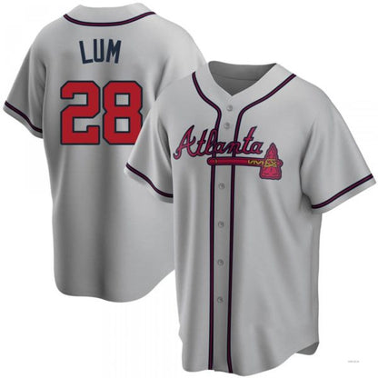 Atlanta Braves #28 Mike Lum Gray Road Jersey Stitches Baseball Jerseys - Main View