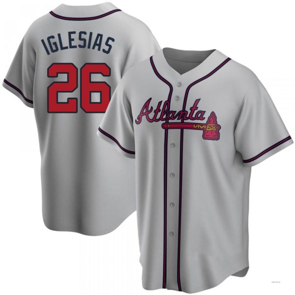 Atlanta Braves #26 Raisel Iglesias Gray Road Jersey Stitches Baseball Jerseys - Main View