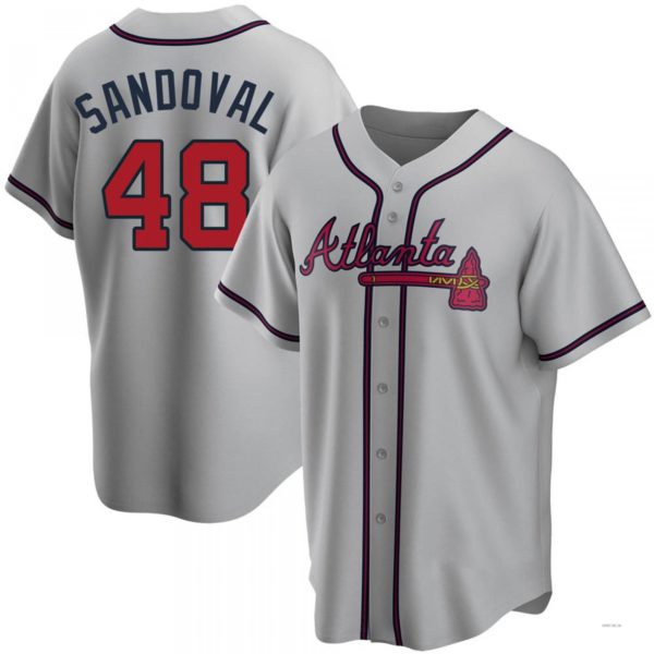 Atlanta Braves #48 Pablo Sandoval Gray Road Jersey Stitches Baseball Jerseys - Main View