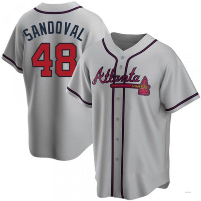 Atlanta Braves #48 Pablo Sandoval Gray Road Jersey Stitches Baseball Jerseys - Main View