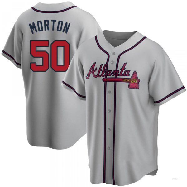 Atlanta Braves #50 Charlie Morton Gray Road Jersey Stitches Baseball Jerseys - Main View
