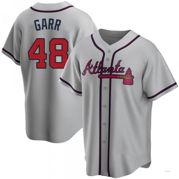 Atlanta Braves #48 Ralph Garr Gray Road Jersey Stitches Baseball Jerseys - Main View