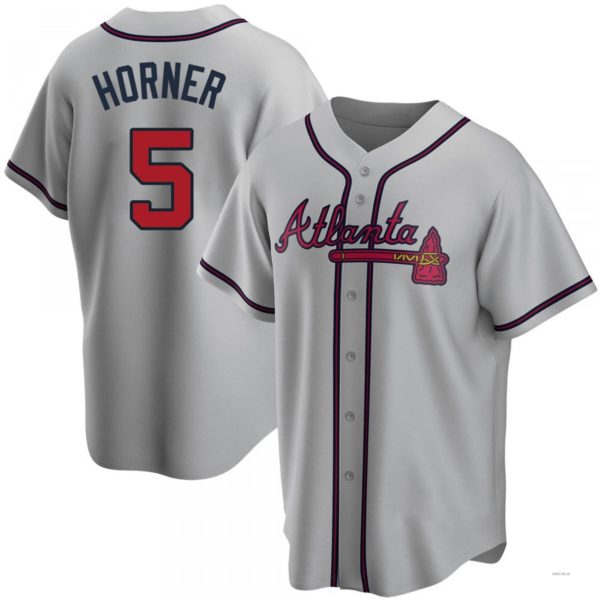 Atlanta Braves #5 Bob Horner Gray Road Jersey Stitches Baseball Jerseys - Main View