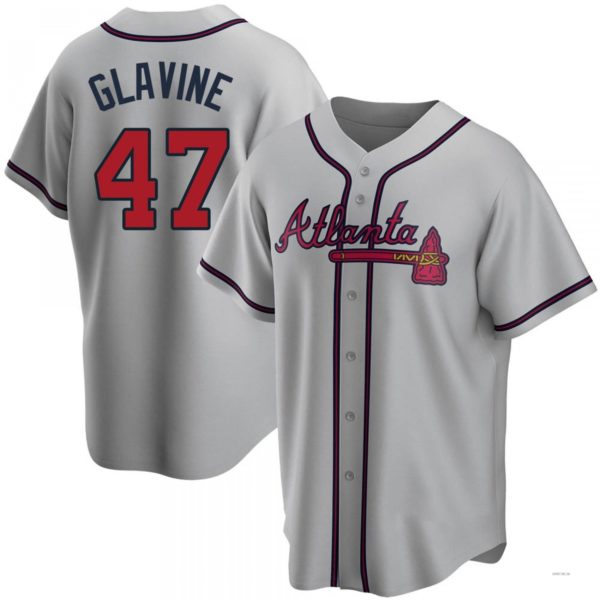 Atlanta Braves #47 Tom Glavine Gray Road Jersey Stitches Baseball Jerseys - Main View