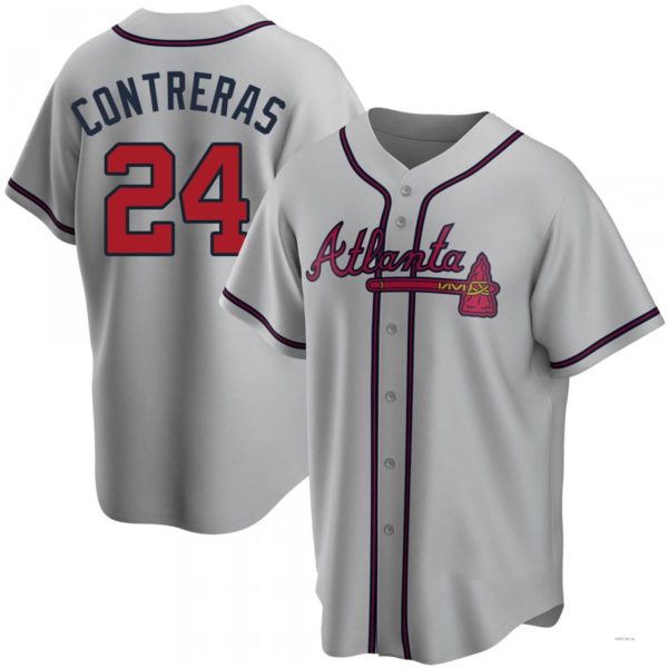 Atlanta Braves #24 William Contreras Gray Road Jersey Stitches Baseball Jerseys - Main View