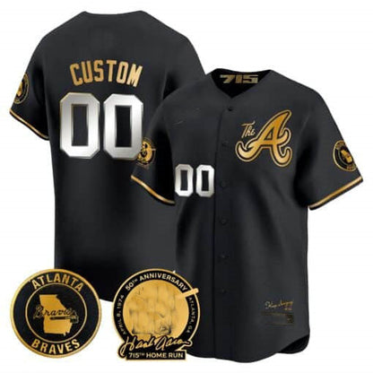 Custom Atlanta Braves Hank Aaron 715th Home Run Patch Vapor Premier Limited V2 – All Stitched Baseball Jersey - Main View