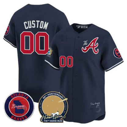 Custom Atlanta Braves Hank Aaron 715th Home Run Patch Vapor Premier Limited V2 – All Stitched Baseball Jersey view 2