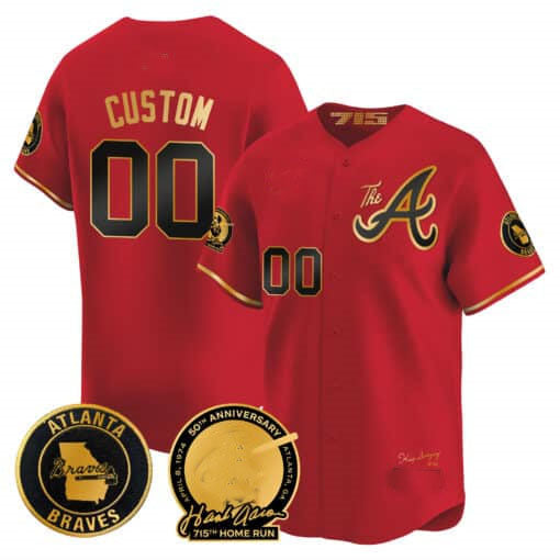 Custom Atlanta Braves Hank Aaron 715th Home Run Patch Vapor Premier Limited V2 – All Stitched Baseball Jersey view 3
