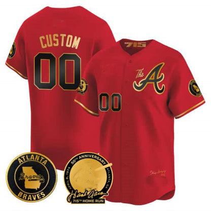 Custom Atlanta Braves Hank Aaron 715th Home Run Patch Vapor Premier Limited V2 – All Stitched Baseball Jersey view 3