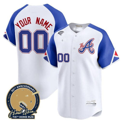Custom Atlanta Braves Hank Aaron 715th Home Run Patch Vapor Premier Limited V2 – All Stitched Baseball Jersey view 4
