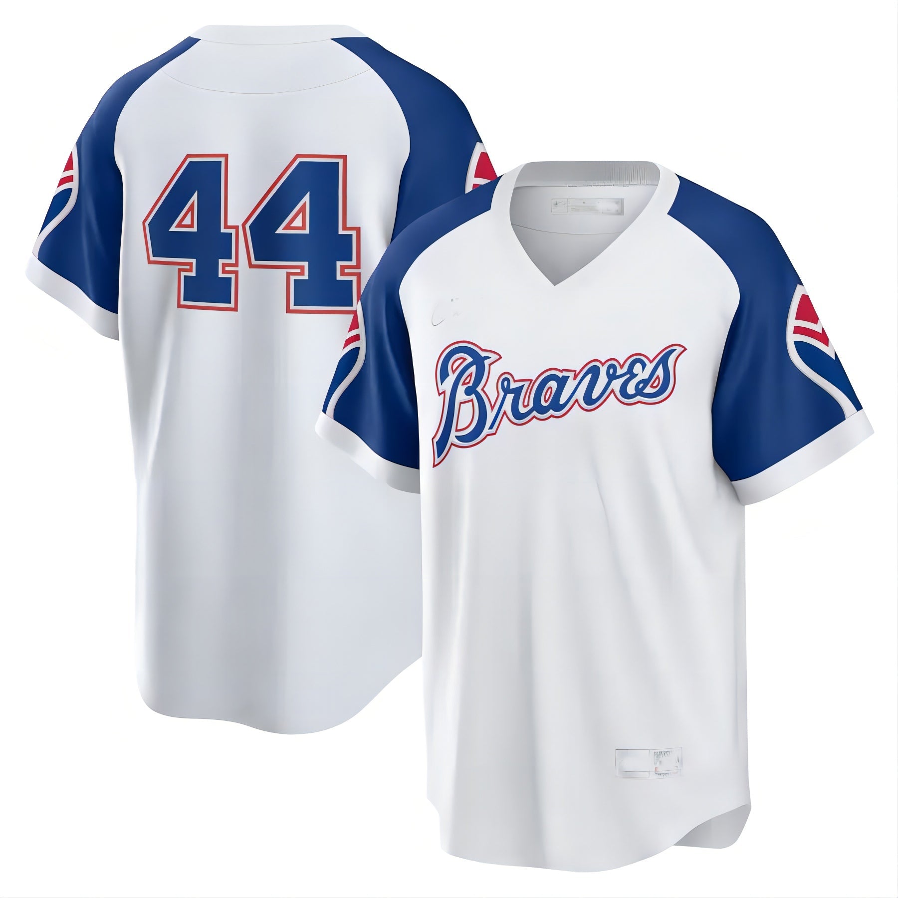 Atlanta Braves #44 Hank Aaron White Home Cooperstown Collection Player Jersey Stitches Baseball Jerseys - Main View