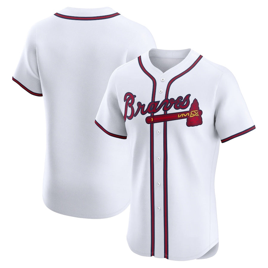 Atlanta Braves Home Elite Jersey - White Baseball Jerseys - Main View