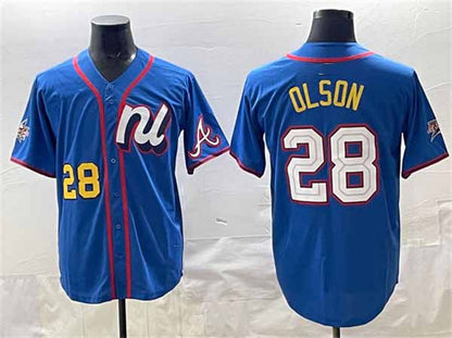 Atlanta Braves National League #28 Matt Olson Blue 2025 All-Star Edition Limited Stitched Baseball Jersey - Main View