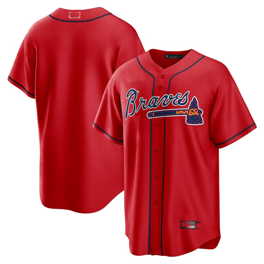 Atlanta Braves Red Alternate Replica Team Jersey Stitches Baseball Jerseys - Main View
