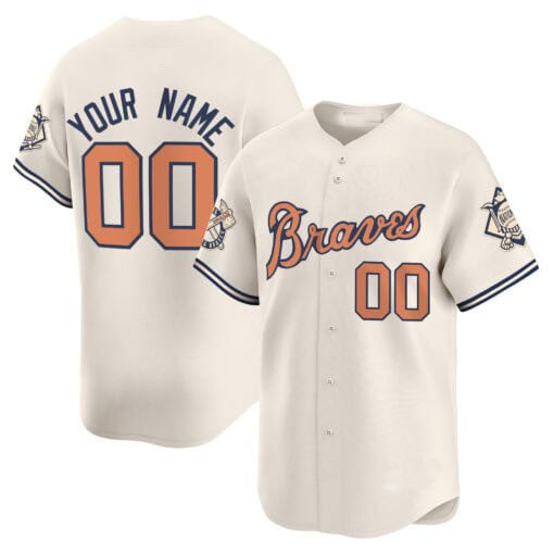 Custom Atlanta Braves Peaches n’ Cream Vapor Premier Limited – All Stitched Baseball Jersey view 4