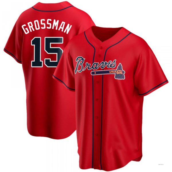 Atlanta Braves #15 Robbie Grossman Red Alternate Jersey Stitches Baseball Jerseys - Main View