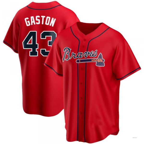 Atlanta Braves #43 Cito Gaston Red Alternate Jersey Stitches Baseball Jerseys - Main View