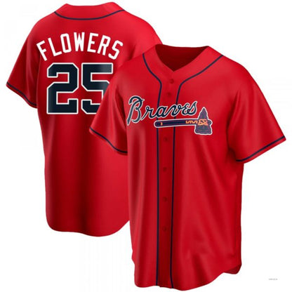 Atlanta Braves #25 Tyler Flowers Red Alternate Jersey Stitches Baseball Jerseys - Main View