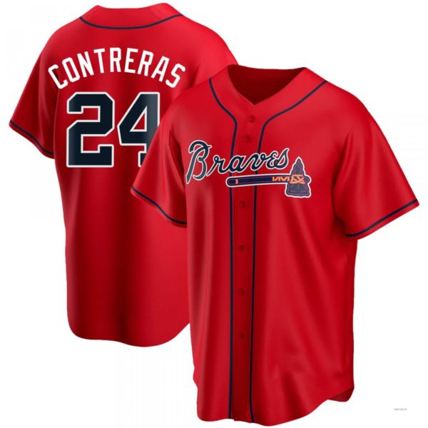 Atlanta Braves #24 William Contreras Red Alternate Jersey Stitches Baseball Jerseys - Main View