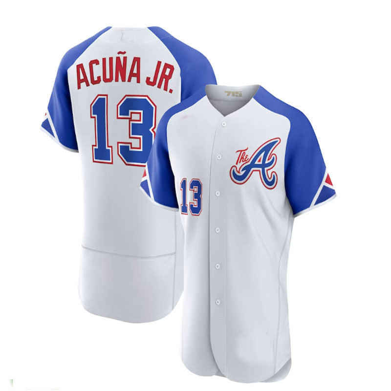 Atlanta Braves #13 Ronald Acu?a Jr. White 2023 City Connect Authentic Player Jersey Stitches Baseball Jerseys - Main View