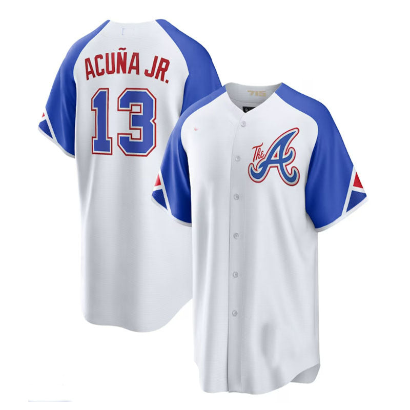 Atlanta Braves #13 Ronald Acu?a Jr. White 2023 City Connect Authentic Player Jersey Stitches Baseball Jerseys - Main View