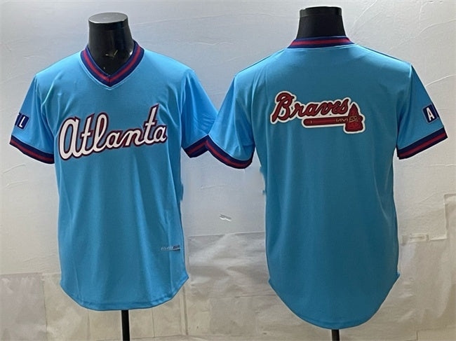 Atlanta Braves Team Big Logo Powder Blue 2026 City Connect Stadium Stitched Jersey - Main View