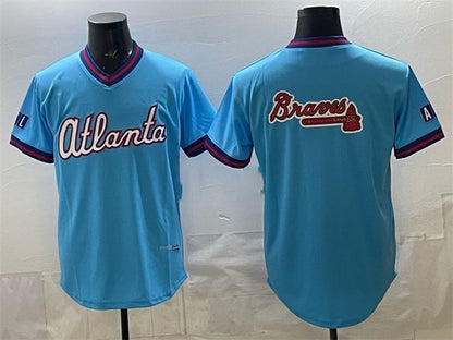 Atlanta Braves Team Big Logo Powder Blue 2026 City Connect Stadium Stitched Jersey - Main View