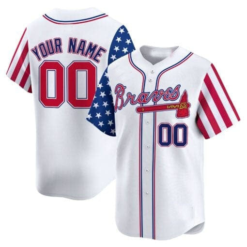 Custom Atlanta Braves White 2024 Independence Day Vapor Premier Limited – All Stitched Baseball Jersey - Main View