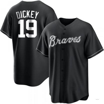 Atlanta Braves #19 R.A. Dickey White Black Jersey Stitches Baseball Jerseys - Main View