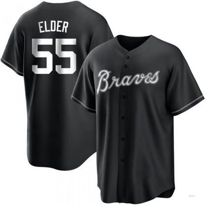 Atlanta Braves #55 Bryce Elder White Black Jersey Stitches Baseball Jerseys - Main View