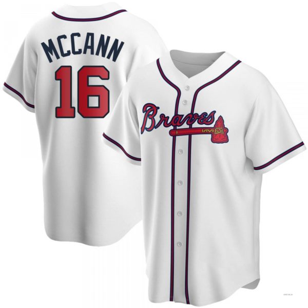 Atlanta Braves #16 Brian McCann White Home Jersey Stitches Baseball Jerseys - Main View