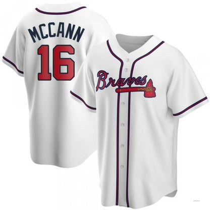 Atlanta Braves #16 Brian McCann White Home Jersey Stitches Baseball Jerseys - Main View