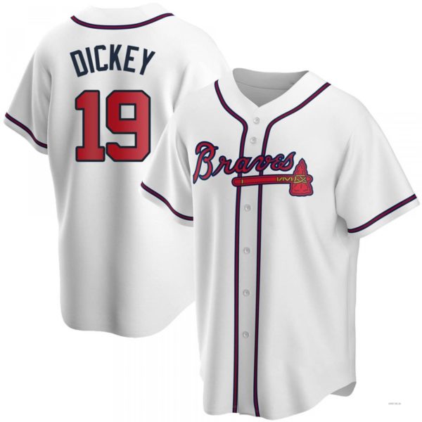 Atlanta Braves #19 R.A. Dickey White Home Jersey Stitches Baseball Jerseys - Main View