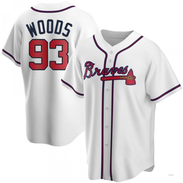 Atlanta Braves #93 William Woods White Home Jersey Stitches Baseball Jerseys - Main View
