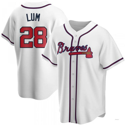 Atlanta Braves #28 Mike Lum White Home Jersey Stitches Baseball Jerseys - Main View