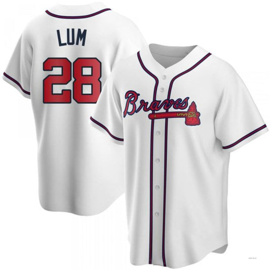 Atlanta Braves #28 Mike Lum White Home Jersey Stitches Baseball Jerseys - Main View
