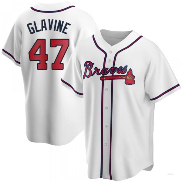 Atlanta Braves #47 Tom Glavine White Home Jersey Stitches Baseball Jerseys - Main View