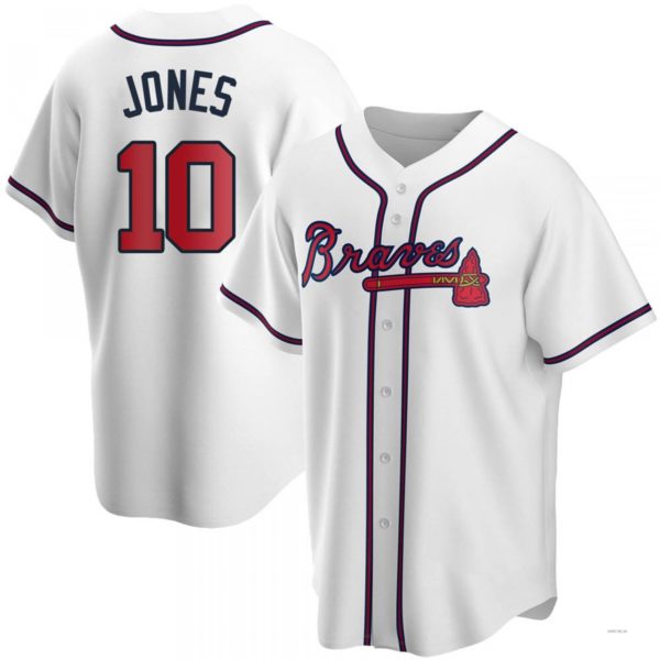 Atlanta Braves #10 Chipper Jones White Home Jersey Stitches Baseball Jerseys - Main View