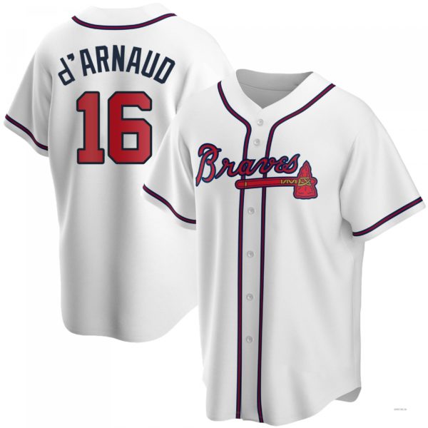 Atlanta Braves #16 Travis d¡¯Arnaud White Home Jersey Stitches Baseball Jerseys - Main View