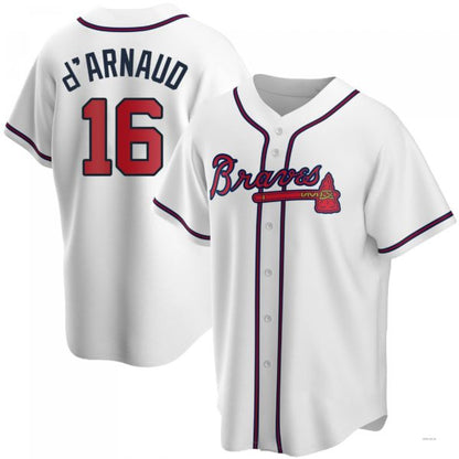 Atlanta Braves #16 Travis d¡¯Arnaud White Home Jersey Stitches Baseball Jerseys - Main View