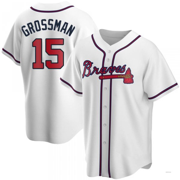 Atlanta Braves #15 Robbie Grossman White Home Jersey Stitches Baseball Jerseys - Main View