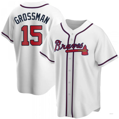 Atlanta Braves #15 Robbie Grossman White Home Jersey Stitches Baseball Jerseys - Main View